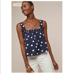 💖NWT: Anthropologie Maeve Polka Dot Swing Top!